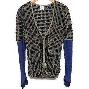 Moschino Cheap and Chic Metallic Mohair Wool Knit Y2K Cardigan Sweater Size 8